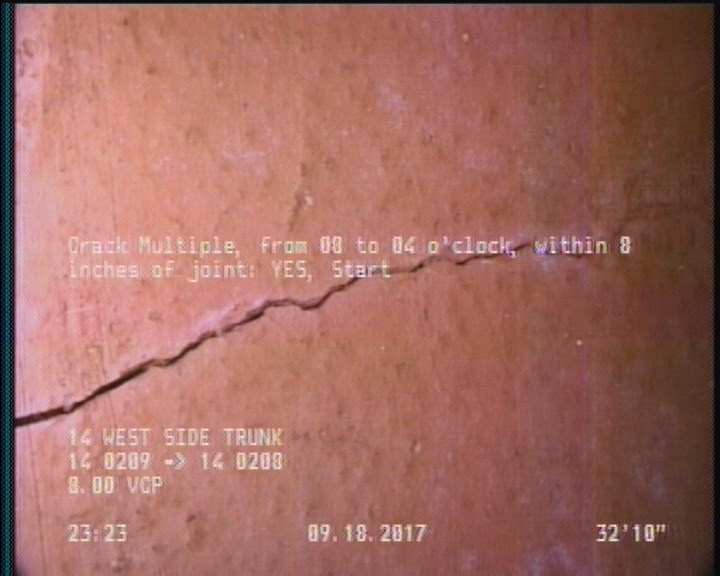 Crack Multiple, from 08 to 04 o'clock, within 8 inches of joint: YES, Start