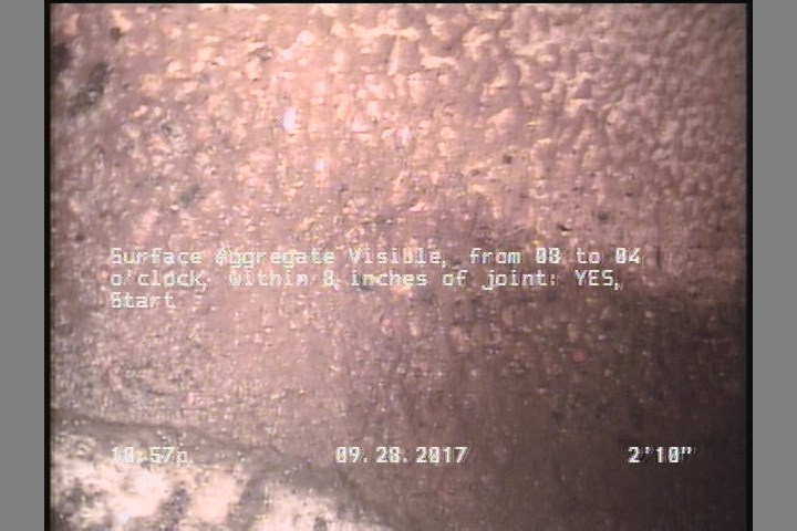 Surface Aggregate Visible, from 08 to 04 o'clock, within 8 inches of joint: YES, Start