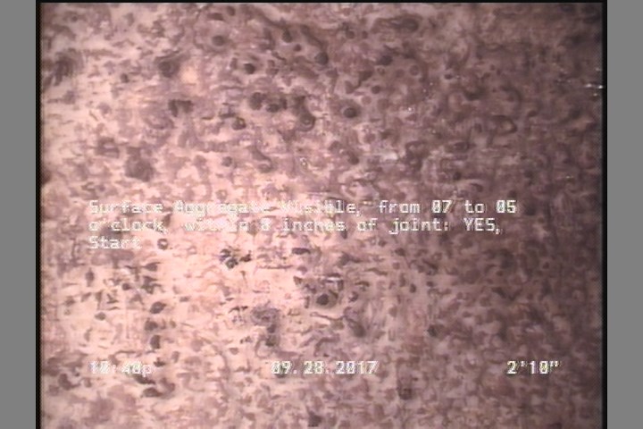 Surface Aggregate Visible, from 07 to 05 o'clock, within 8 inches of joint: YES, Start