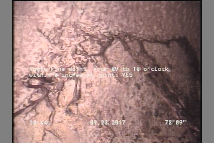 Roots Fine Joint, from 09 to 10 o'clock, within 8 inches of joint: YES