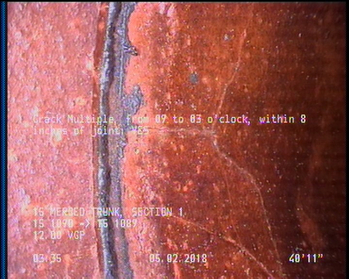 Crack Multiple, from 09 to 03 o'clock, within 8 inches of joint: YES