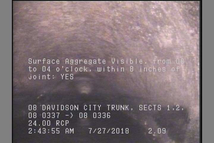 Surface Aggregate Visible, from 08 to 04 o'clock, within 8 inches of joint: YES