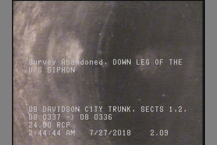 Survey Abandoned - DOWN LEG OF THE U/S SIPHON