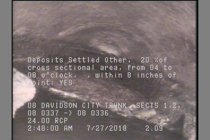 Deposits Settled Other, 20 %of cross sectional area, from 04 to 08 o'clock, , within 8 inches of joint: YES