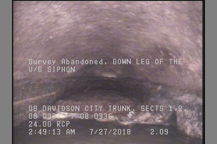 Survey Abandoned - DOWN LEG OF THE U/S SIPHON