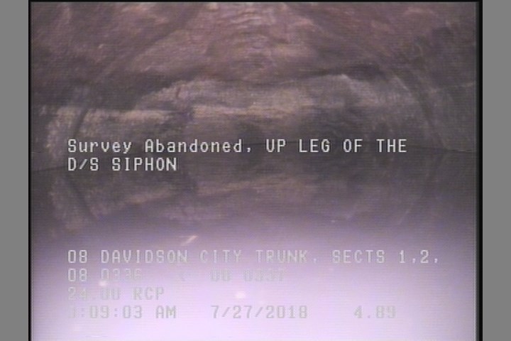 Survey Abandoned - UP LEG OF THE D/S SIPHON