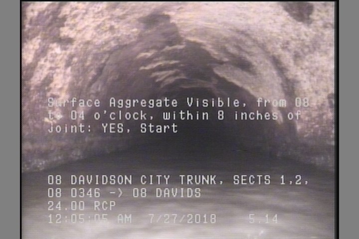 Surface Aggregate Visible, from 08 to 04 o'clock, within 8 inches of joint: YES, Start