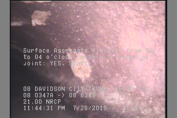 Surface Aggregate Visible, from 08 to 04 o'clock, within 8 inches of joint: YES, Start