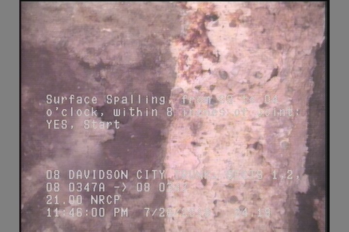 Surface Spalling, from 08 to 04 o'clock, within 8 inches of joint: YES, Start