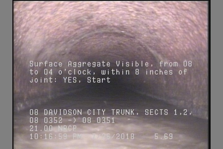 Surface Aggregate Visible, from 08 to 04 o'clock, within 8 inches of joint: YES, Start