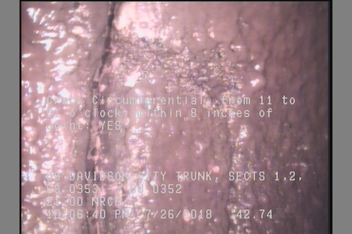 Crack Circumferential, from 11 to 01 o'clock, within 8 inches of joint: YES