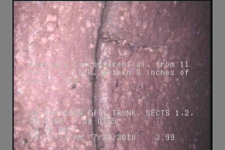 Fracture Circumferential, from 11 to 01 o'clock, within 8 inches of joint: YES