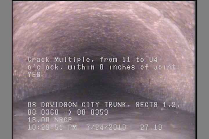 Crack Multiple, from 11 to 04 o'clock, within 8 inches of joint: YES