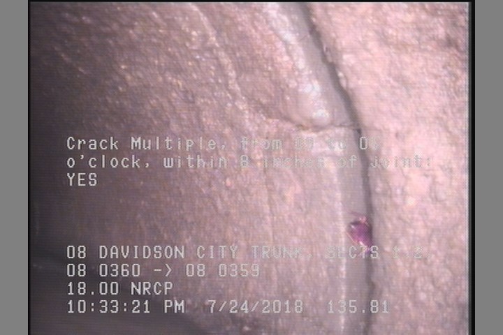Crack Multiple, from 09 to 05 o'clock, within 8 inches of joint: YES