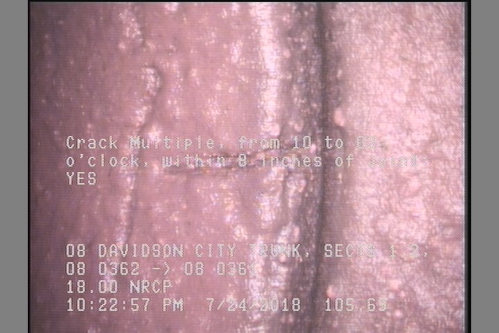 Crack Multiple, from 10 to 02 o'clock, within 8 inches of joint: YES