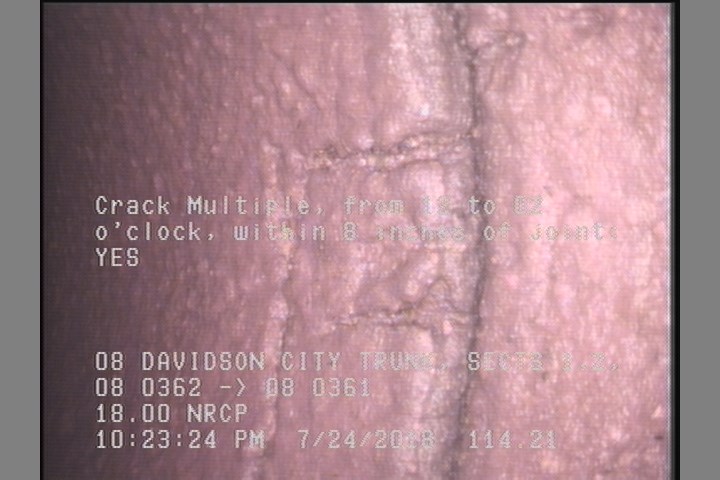 Crack Multiple, from 12 to 02 o'clock, within 8 inches of joint: YES