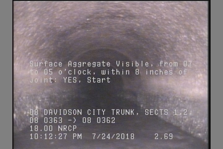 Surface Aggregate Visible, from 07 to 05 o'clock, within 8 inches of joint: YES, Start