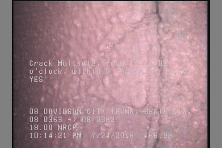 Crack Multiple, from 11 to 03 o'clock, within 8 inches of joint: YES