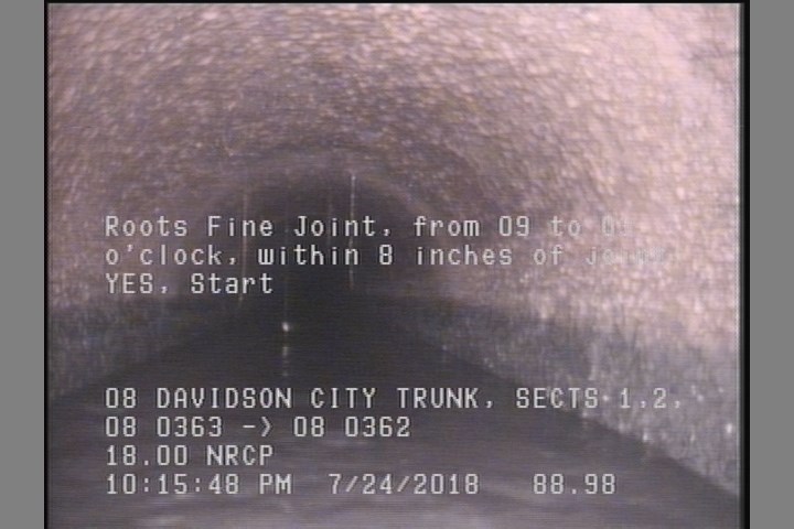 Roots Fine Joint, from 09 to 03 o'clock, within 8 inches of joint: YES, Start