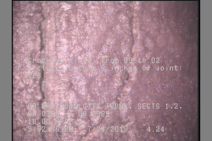 Crack Multiple, from 09 to 02 o'clock, within 8 inches of joint: YES