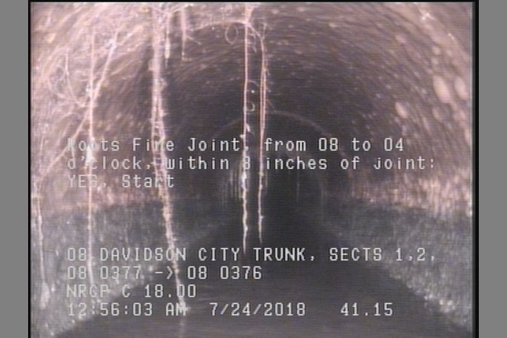Roots Fine Joint, from 08 to 04 o'clock, within 8 inches of joint: YES, Start