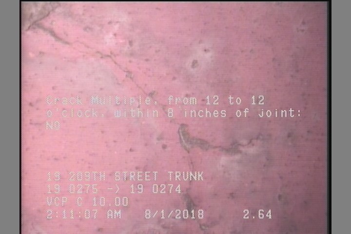 Crack Multiple, from 12 to 12 o'clock, within 8 inches of joint: NO