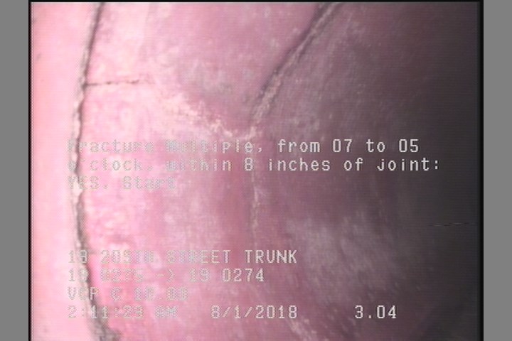 Fracture Multiple, from 07 to 05 o'clock, within 8 inches of joint: YES, Start