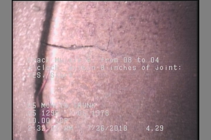 Crack Multiple, from 08 to 04 o'clock, within 8 inches of joint: YES, Start