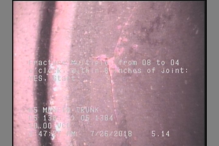 Fracture Multiple, from 08 to 04 o'clock, within 8 inches of joint: YES, Start
