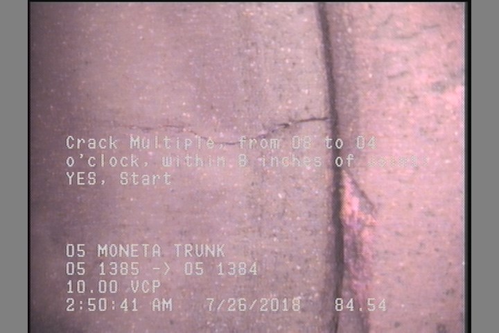 Crack Multiple, from 08 to 04 o'clock, within 8 inches of joint: YES, Start