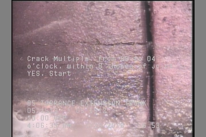 Crack Multiple, from 08 to 04 o'clock, within 8 inches of joint: YES, Start