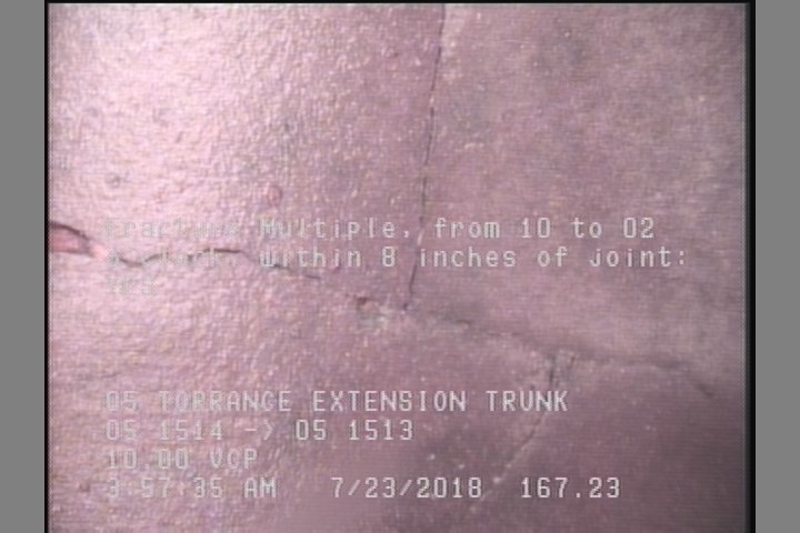Fracture Multiple, from 10 to 02 o'clock, within 8 inches of joint: YES