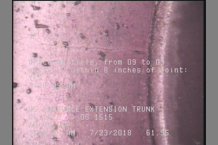 Crack Multiple, from 09 to 03 o'clock, within 8 inches of joint: YES