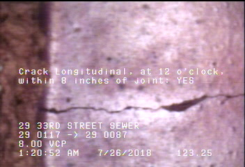 Crack Longitudinal, at 12 o'clock, within 8 inches of joint: YES