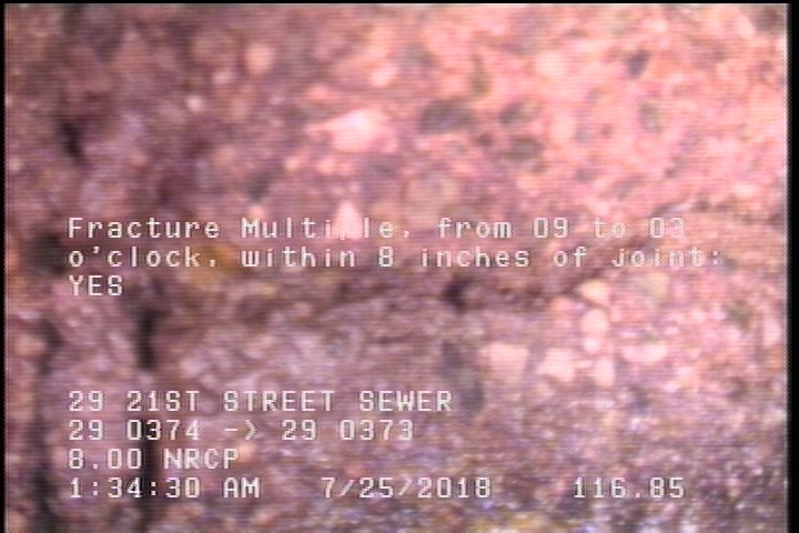 Fracture Multiple, from 09 to 03 o'clock, within 8 inches of joint: YES