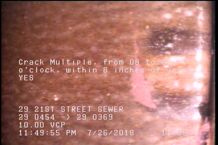 Crack Multiple, from 08 to 04 o'clock, within 8 inches of joint: YES