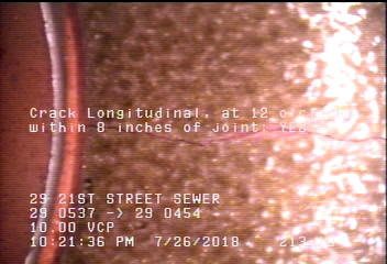 Crack Longitudinal, at 12 o'clock, within 8 inches of joint: YES
