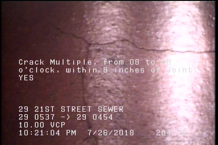 Crack Multiple, from 08 to 03 o'clock, within 8 inches of joint: YES