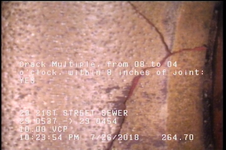Crack Multiple, from 08 to 04 o'clock, within 8 inches of joint: YES