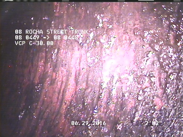 Deposits Attached Grease, 5 %of cross sectional area, from 08 to 04 o'clock, , within 8 inches of joint: YES, Start - OILY GREASE