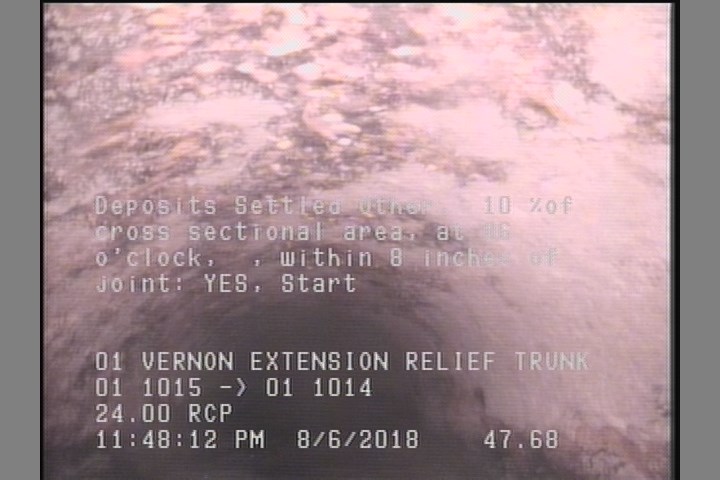 Deposits Settled Other, 10 %of cross sectional area, at 06 o'clock, , within 8 inches of joint: YES, Start