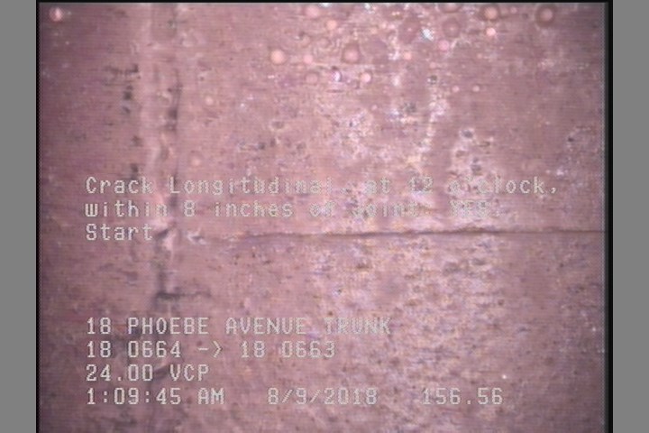 Crack Longitudinal, at 12 o'clock, within 8 inches of joint: YES, Start