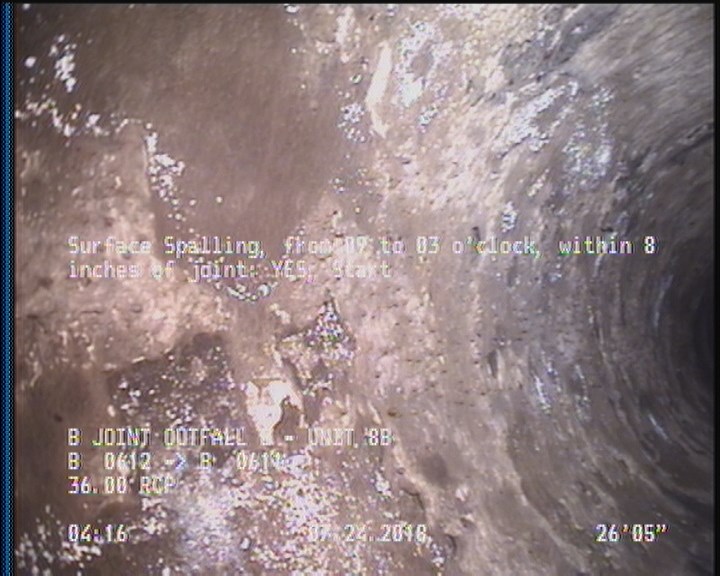 Surface Spalling, from 09 to 03 o'clock, within 8 inches of joint: YES, Start