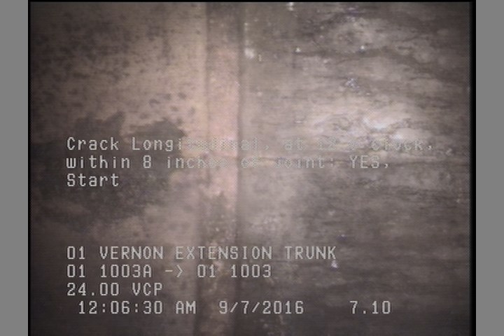 Crack Longitudinal, at 12 o'clock, within 8 inches of joint: YES, Start