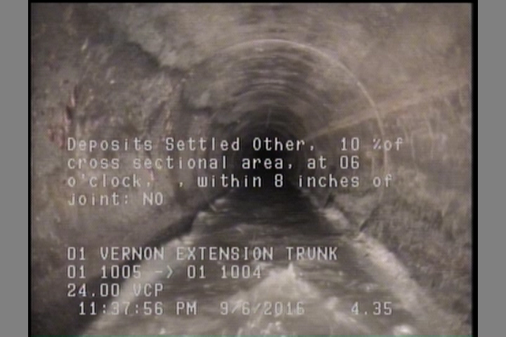 Deposits Settled Other, 10 %of cross sectional area, at 06 o'clock, , within 8 inches of joint: NO