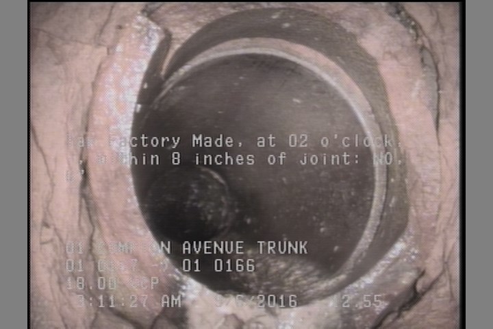 Tap Factory Made, at 02 o'clock, -, within 8 inches of joint: NO, 6"
