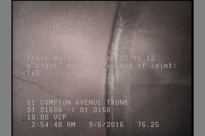 Crack Multiple, from 10 to 12 o'clock, within 8 inches of joint: YES