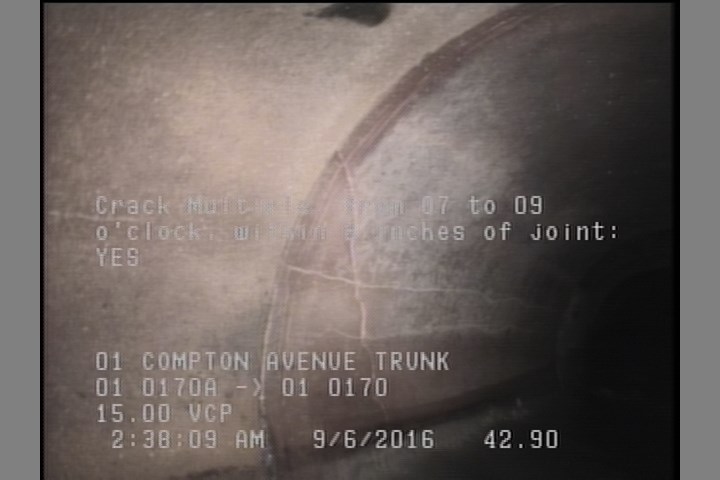 Crack Multiple, from 07 to 09 o'clock, within 8 inches of joint: YES