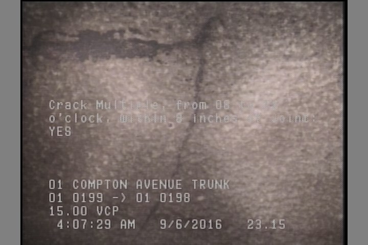 Crack Multiple, from 08 to 11 o'clock, within 8 inches of joint: YES