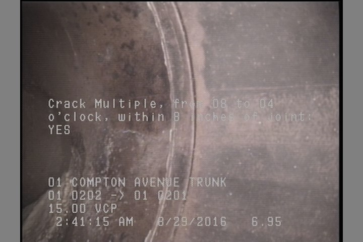 Crack Multiple, from 08 to 04 o'clock, within 8 inches of joint: YES